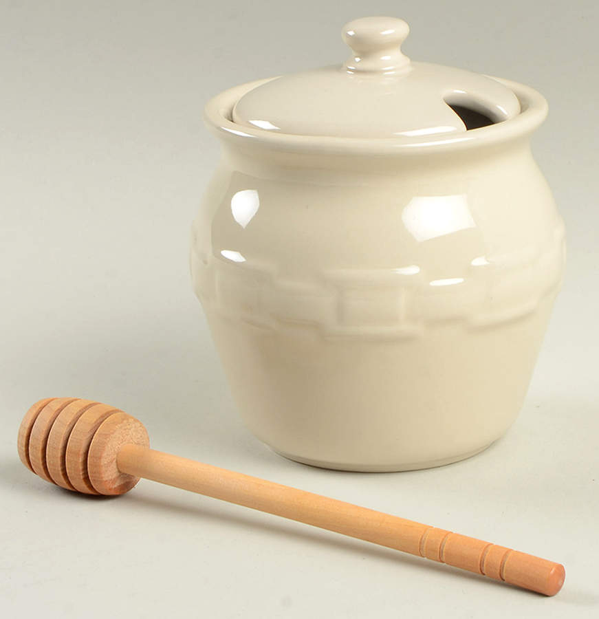 Woven Traditions Ivory Honey Pot & Lid by Longaberger-1
