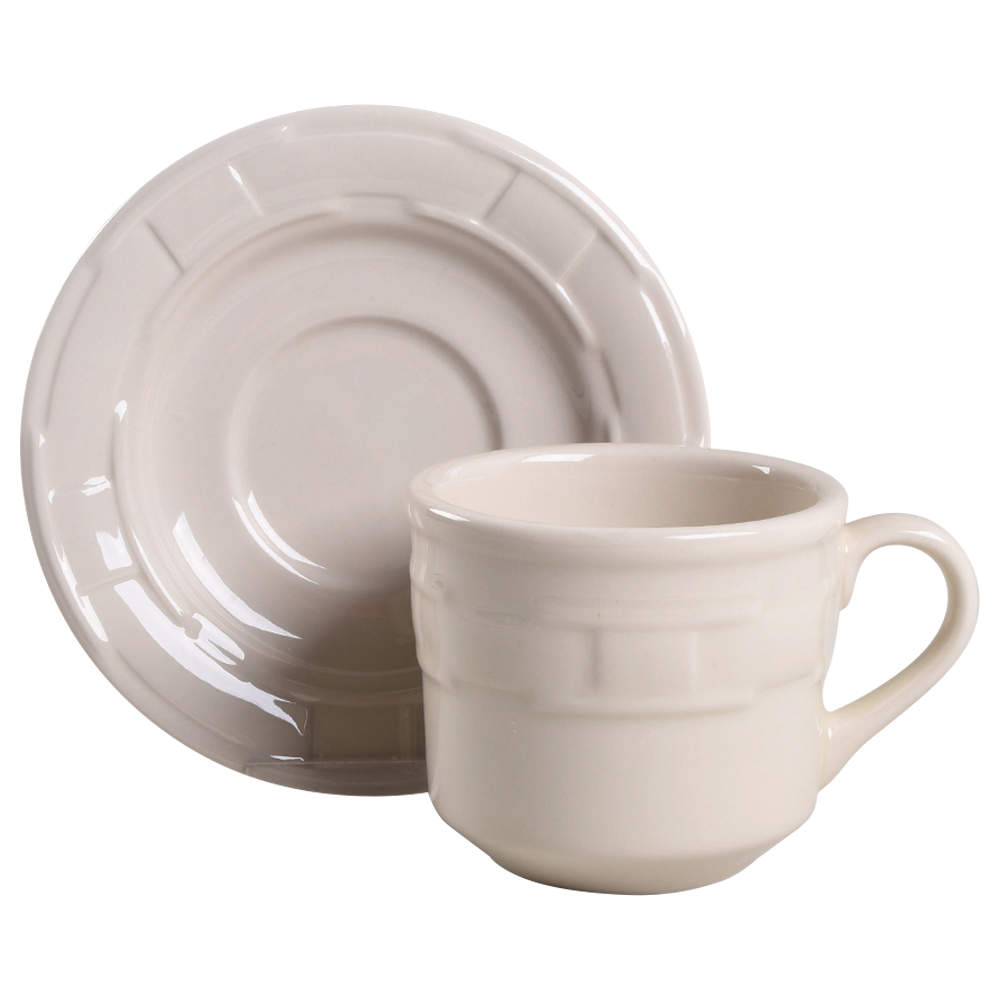 Woven Traditions Ivory Flat Cup & Saucer Set by Longaberger-1