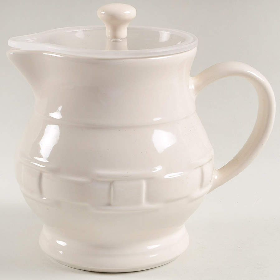 Woven Traditions Ivory 32 Oz Pitcher w/Silcone Lid by Longaberger-1