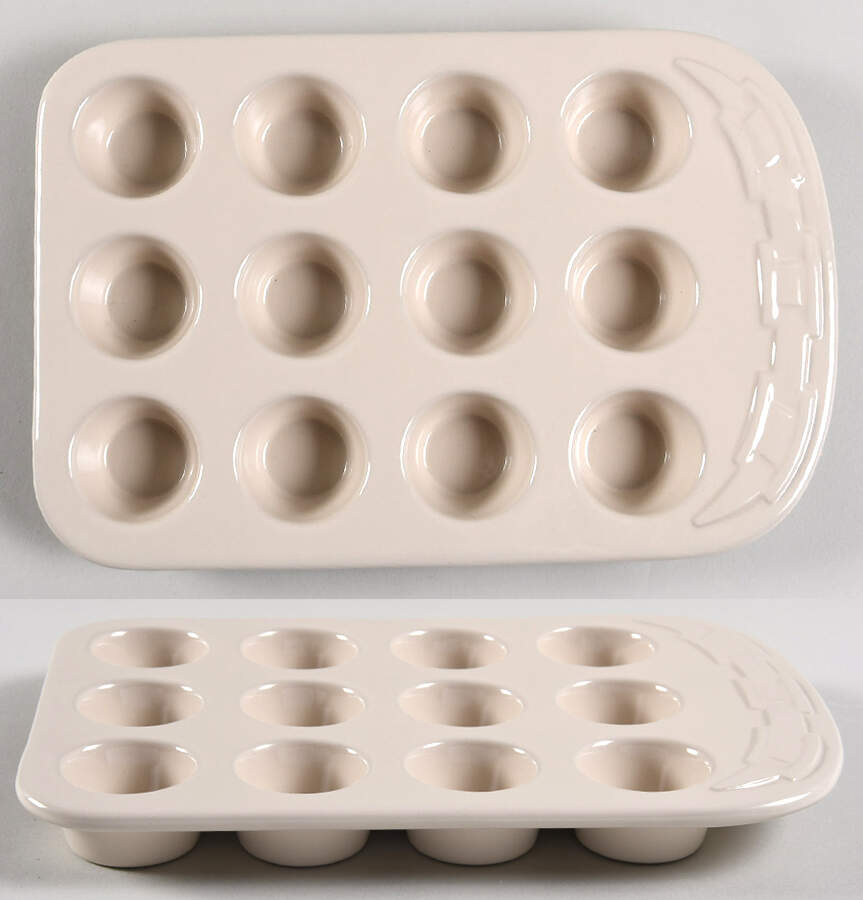 Woven Traditions Ivory Muffin Pan (Holds 12 Mini Muffins) by Longaberger-1
