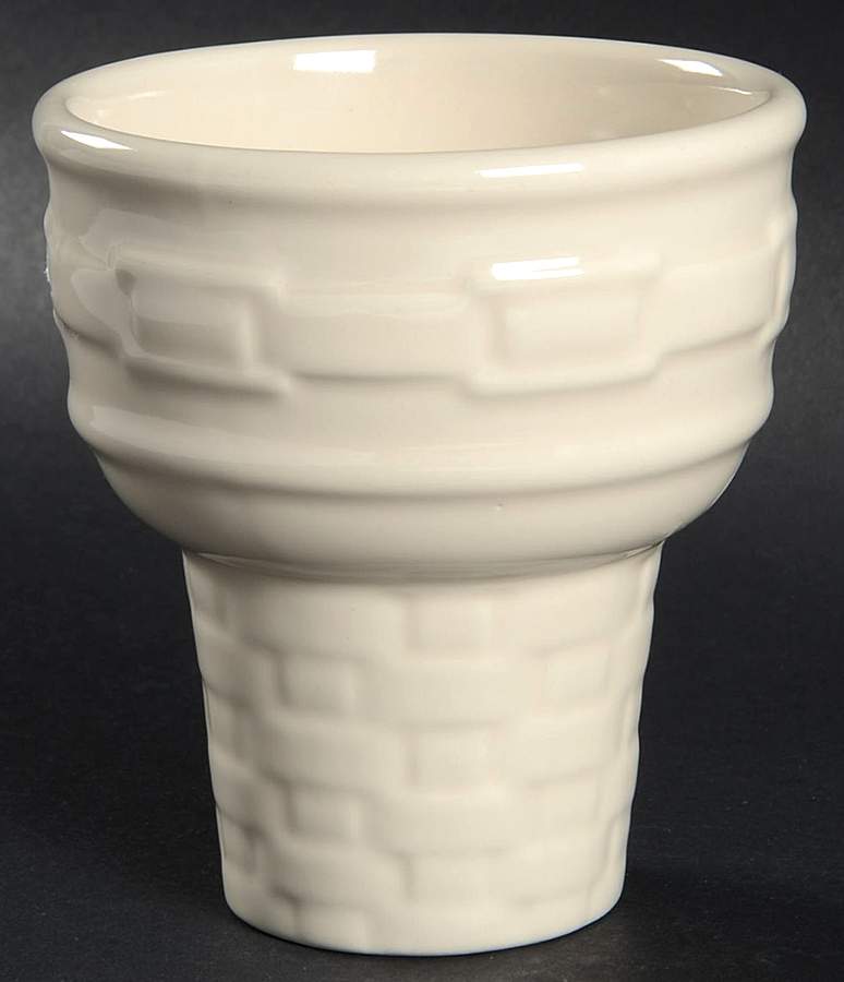 Woven Traditions Ivory Ice Cream Cone Shaped Dish by Longaberger-1