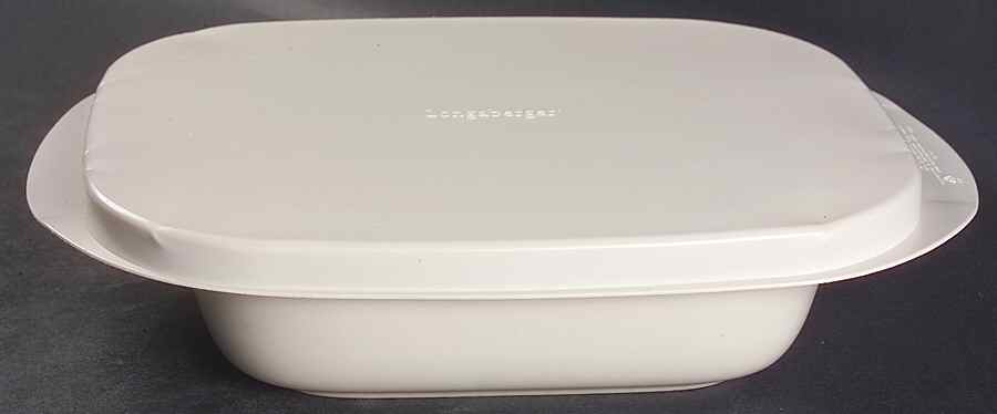 Woven Traditions Ivory 11" Sqaure Baker & Plastic Lid by Longaberger-1