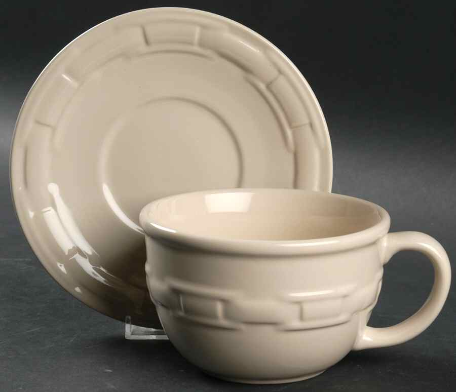 Woven Traditions Ivory Cappuccino Cup & Saucer Set by Longaberger-1