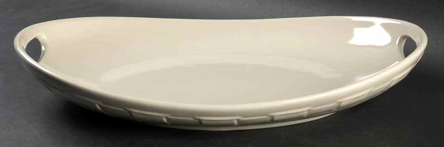 Woven Traditions Ivory 14" Oval Handled Tray by Longaberger-1