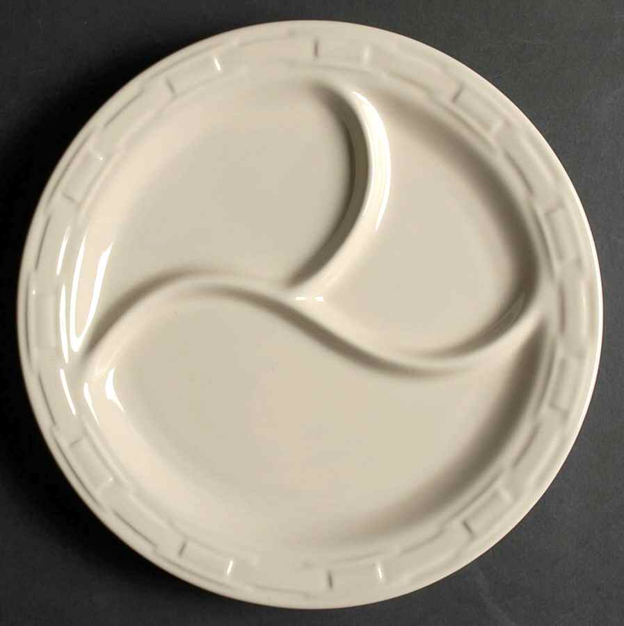 Woven Traditions Ivory (3 Part) Divided Plate by Longaberger-1