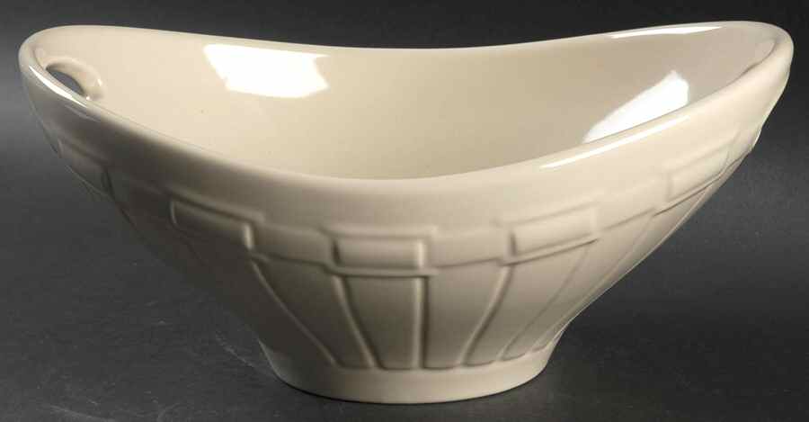 Woven Traditions Ivory 10" Oval Handled Bowl by Longaberger-1