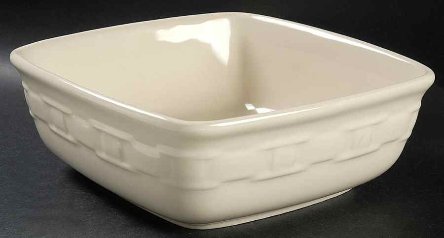 Woven Traditions Ivory 8" Square Vegetable Bowl by Longaberger-1