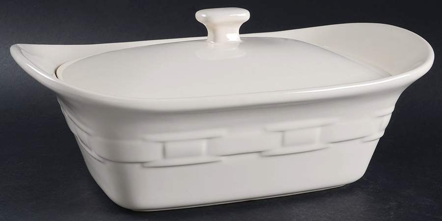 Woven Traditions Ivory 1.5 Quart Rectangular Casserole with Lid by Longaberger-1