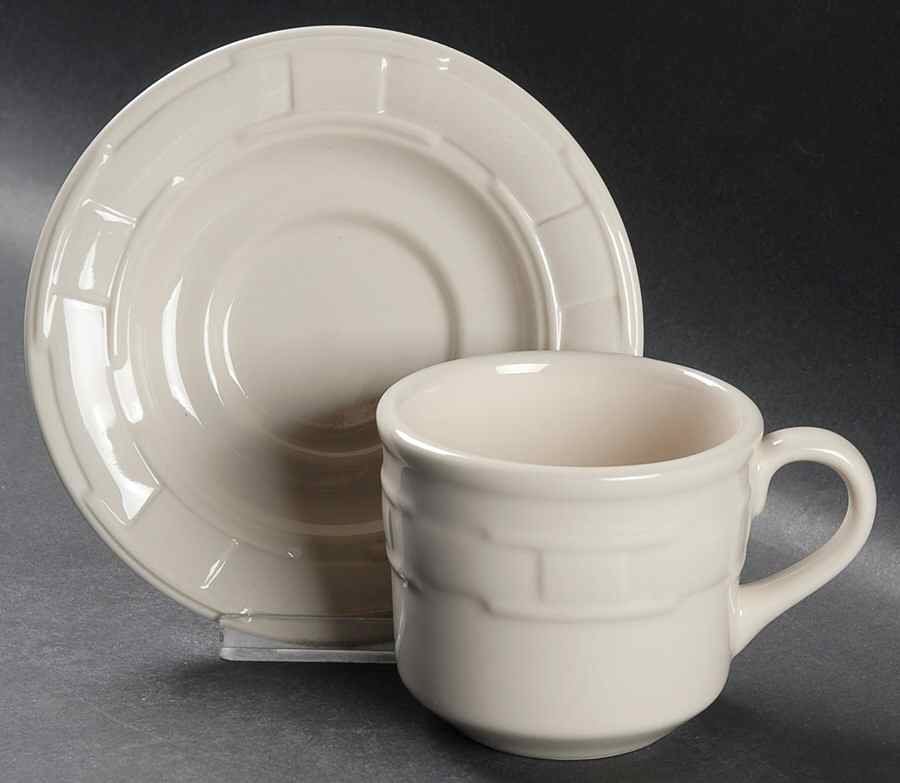 Woven Traditions Ivory Flat Cup & Saucer Set by Longaberger-1
