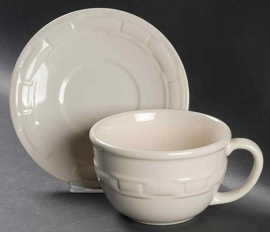 Woven Traditions Ivory Cappuccino Cup & Saucer Set by Longaberger-1