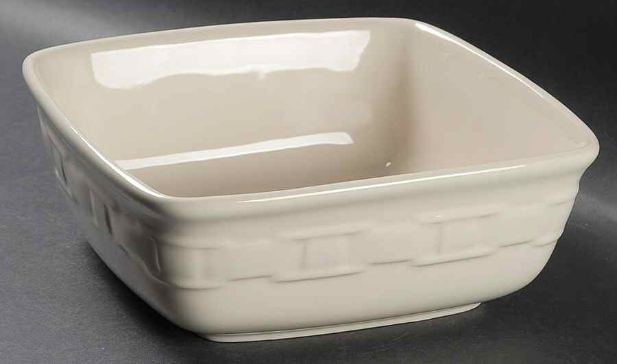 Woven Traditions Ivory 8" Square Vegetable Bowl by Longaberger-1