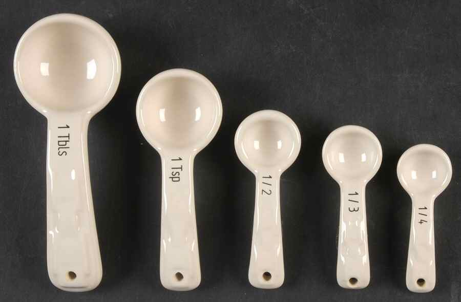 Woven Traditions Ivory (5 Pc) Ceramic Measuring Spoon Set by Longaberger-1
