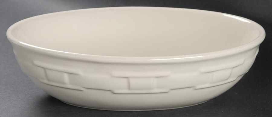 Woven Traditions Ivory 9" Oval Vegetable Bowl by Longaberger-1