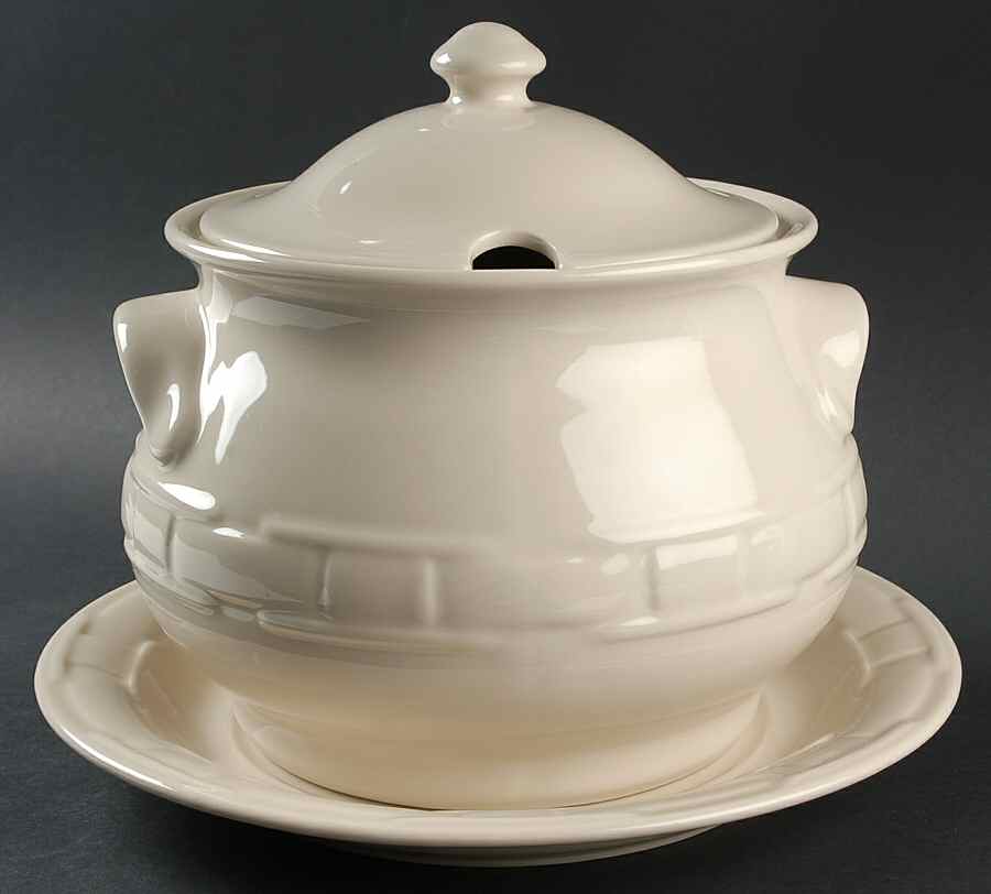 Woven Traditions Ivory Tureen & Lid w/Underplate by Longaberger-1