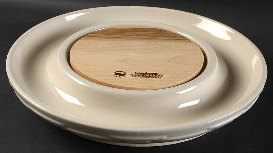 Woven Traditions Ivory Round Cheese & Cracker Tray w/Wood Cutting Board by Longaberger-1
