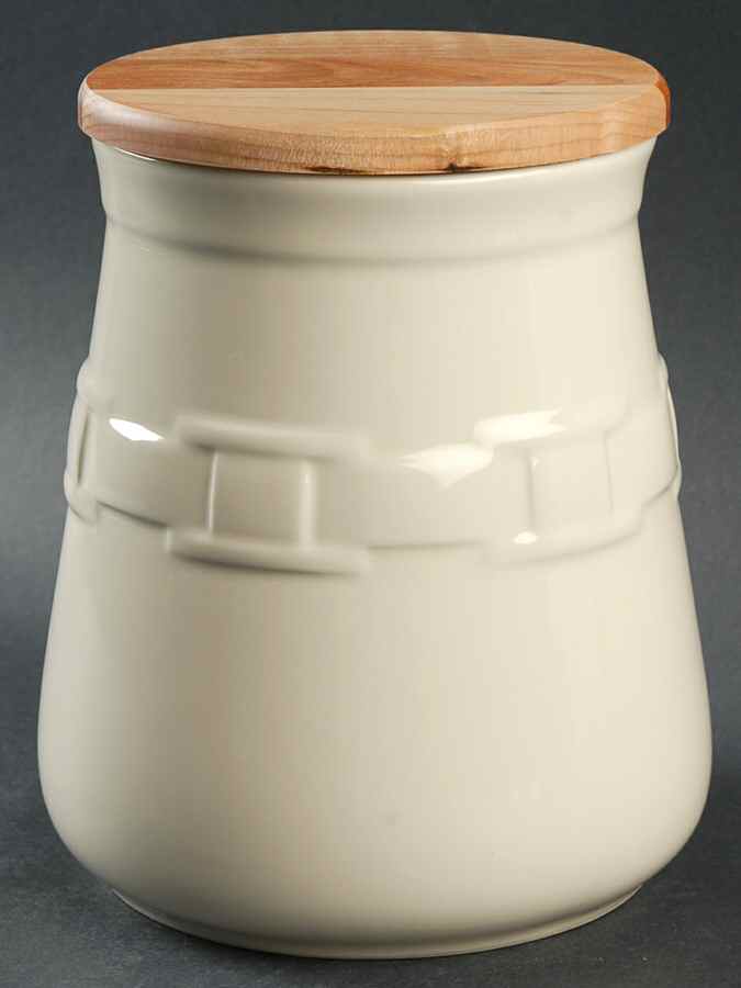 Woven Traditions Ivory Kitchen Crock & Wood Lid by Longaberger-1