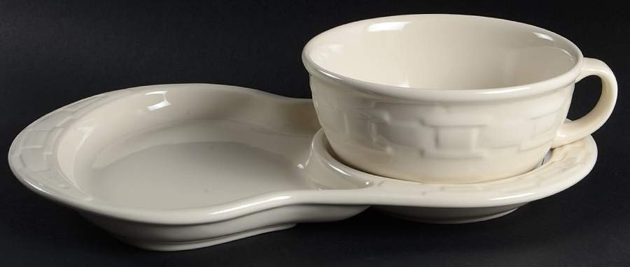 Woven Traditions Ivory Snack Tray & Soup Mug Set by Longaberger-1