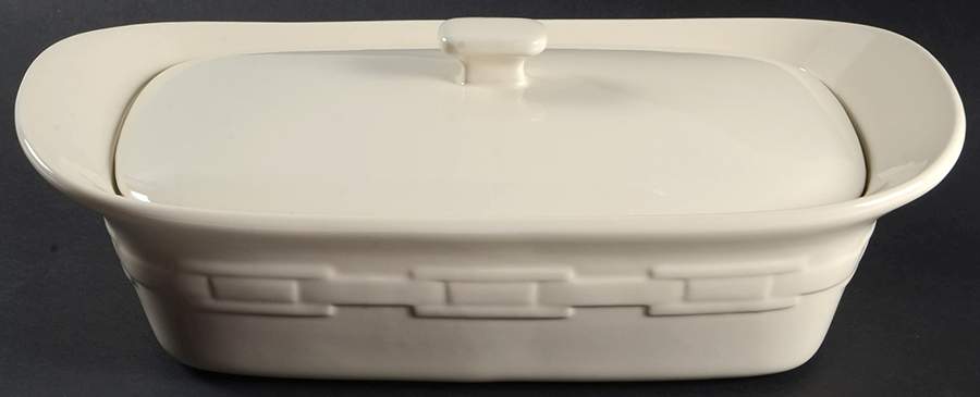 Woven Traditions Ivory 2.75 Quart Rectangular Casserole with Lid by Longaberger-1