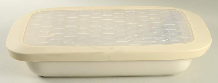 Woven Traditions Ivory 15" Rectangular Baker & Plastic Lid (RB15 & R15PL1) by Longaberger-1