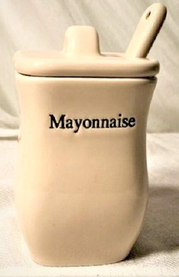 Woven Traditions Ivory Mayonnaise Jar & Lid with Ceramic Spoon by Longaberger-1