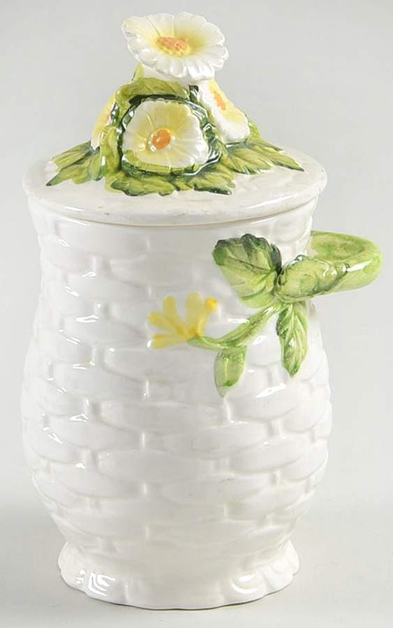 Rustic Daisy Instant Coffee Jar & Lid by Lefton-1