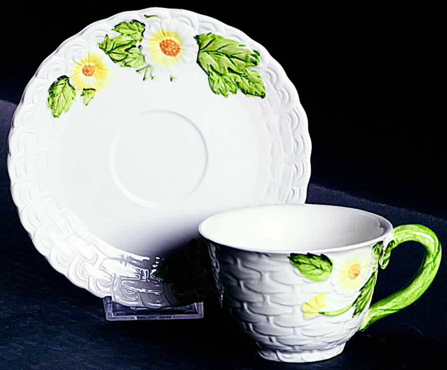 Rustic Daisy Flat Cup & Saucer Set by Lefton-1