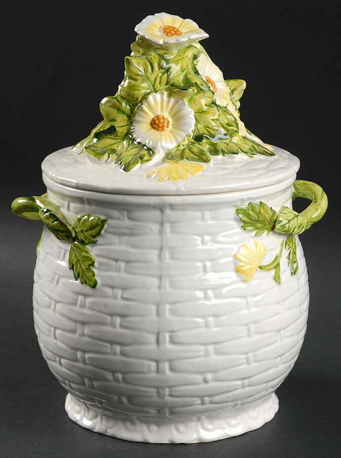 Rustic Daisy Cookie Jar & Lid by Lefton-1