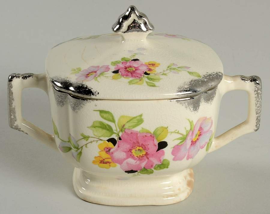 Wild Rose Sugar Bowl & Lid by Limoges-American-1