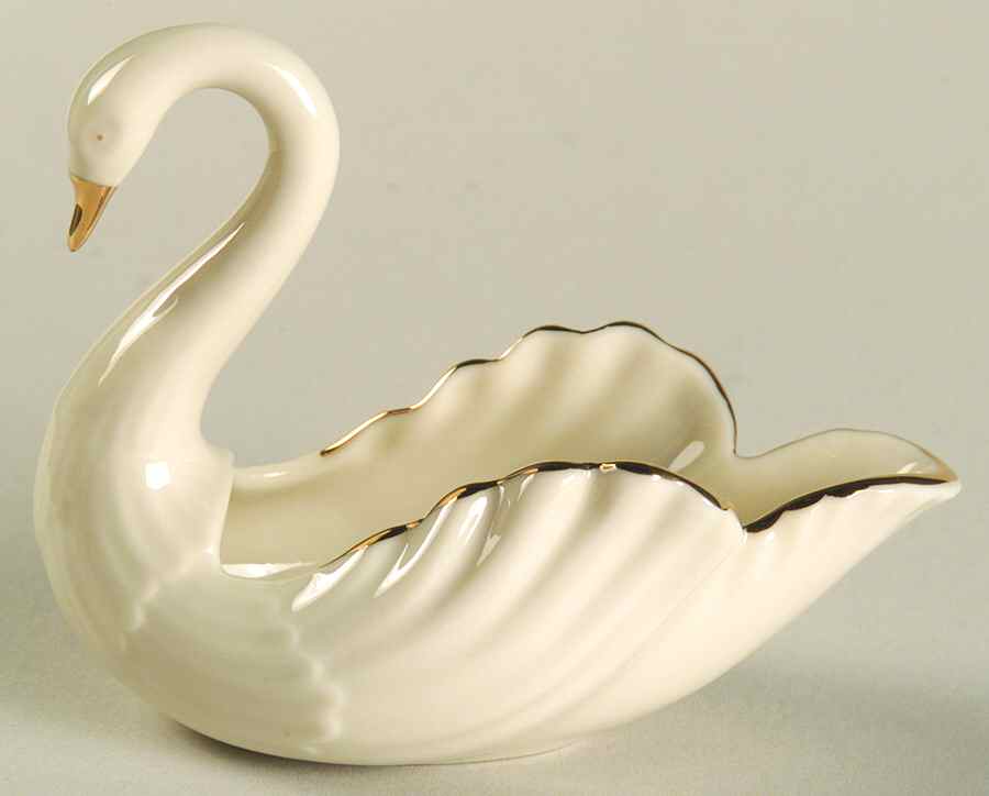 Swan Col Crm (Gotrim, Open Tail, Gold Stamp) 2" Swan Form Bowl by Lenox-1