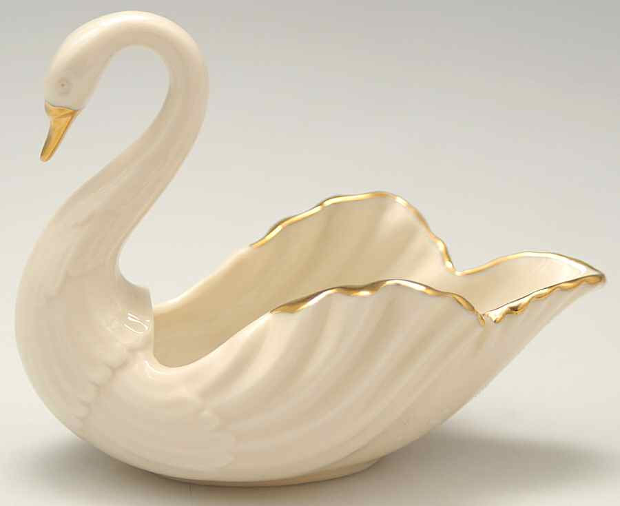 Swan Col Crm (Gotrim, Open Tail, Gold Stamp) 4" Swan Form Bowl by Lenox-1