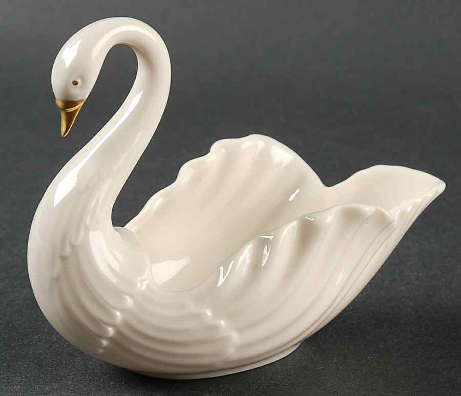 Swan Col Crm (Gotrim, Open Tail, Gold Stamp) 2" Swan Form Bowl by Lenox-1