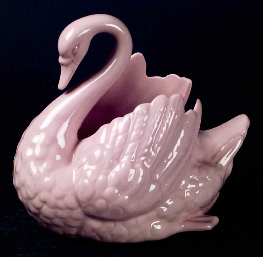 Swan Col Coral (No trim, Closetail, Green Stmp) Swan Shaped Open Sugar Bowl by Lenox-1