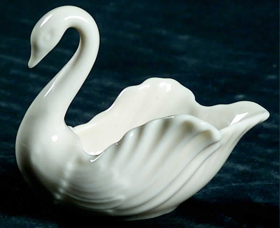 Swan Col Crm (Notrim, Opentail, Green stamp) 2" Swan Form Bowl by Lenox-1