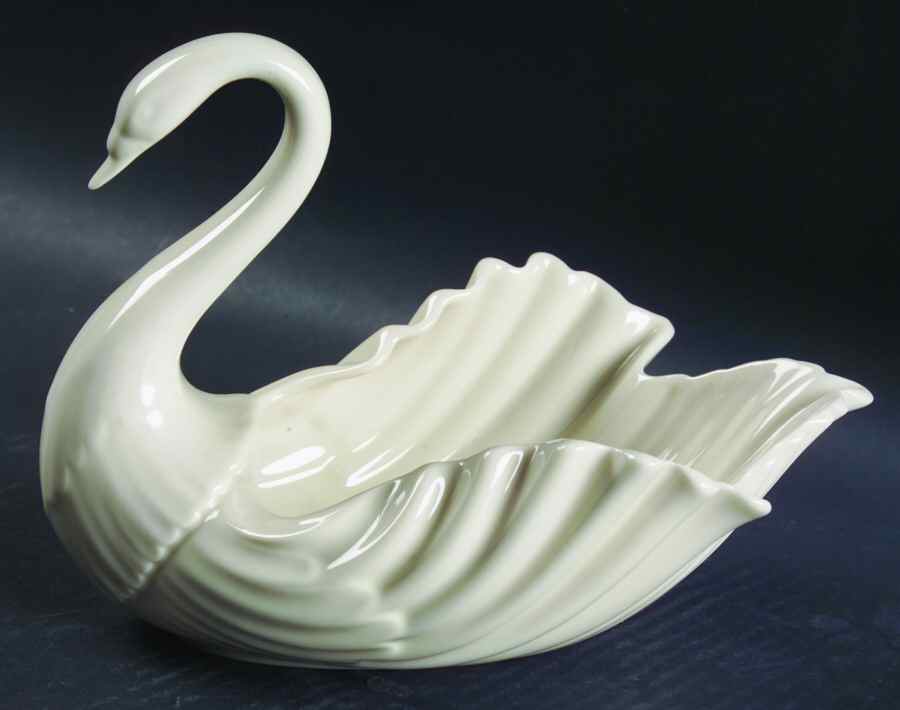 Swan Col Crm (Notrim, Opentail, Green stamp) 8" Swan Form Bowl by Lenox-1