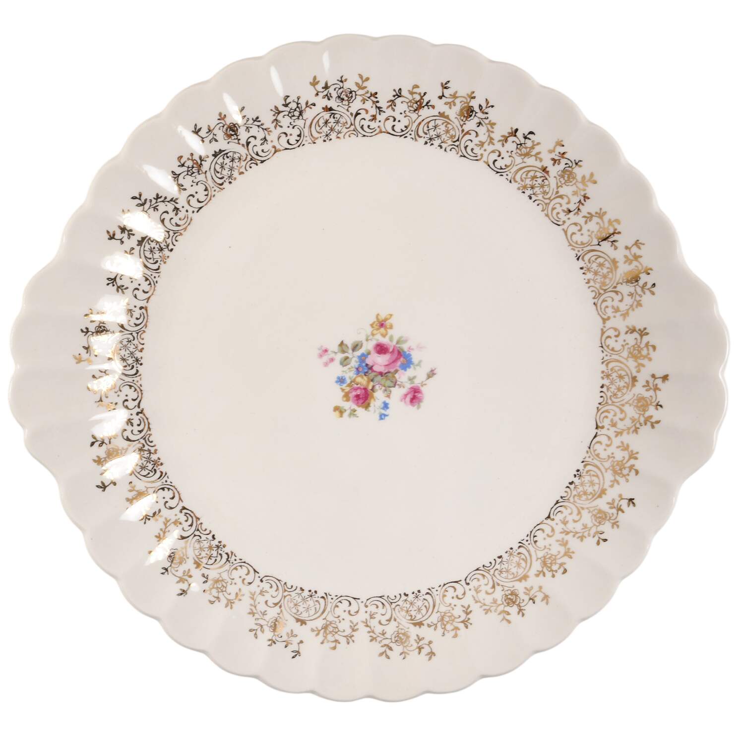 English Rose Handled Cake Plate by Limoges-American-1