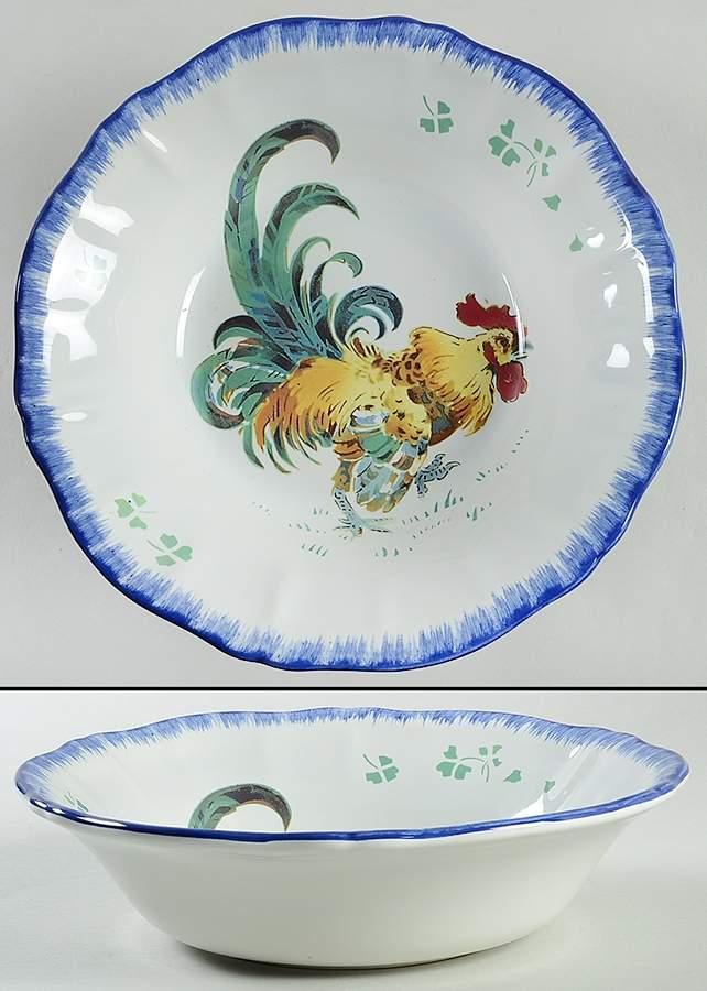 Les Coqs 10" Large Salad Serving Bowl by Luneville-1