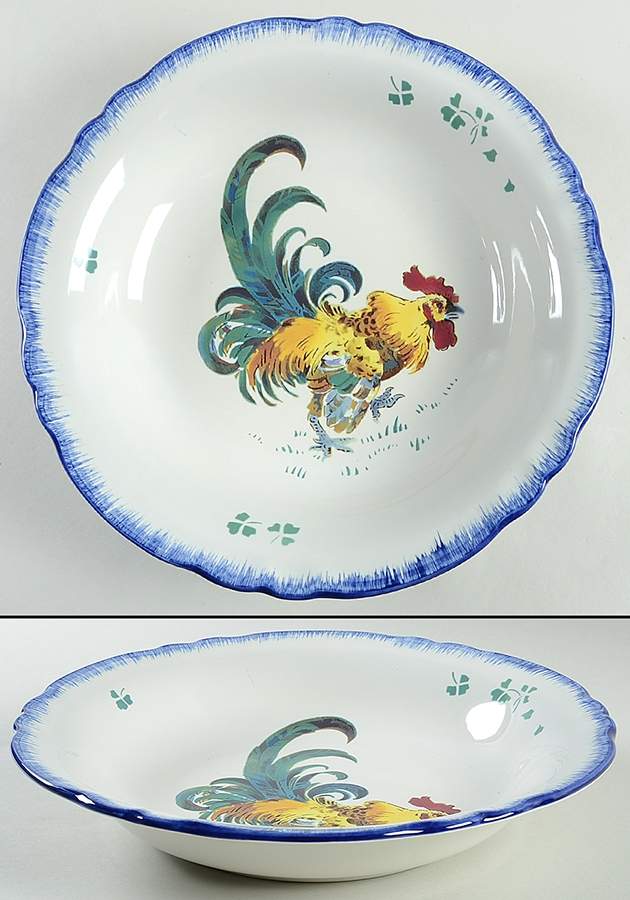 Les Coqs Large Fruit Bowl by Luneville-1