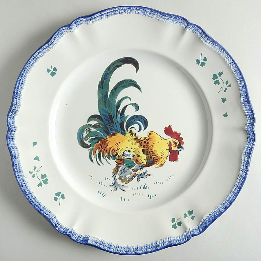 Les Coqs 13" Chop Plate (Round Platter) by Luneville-1