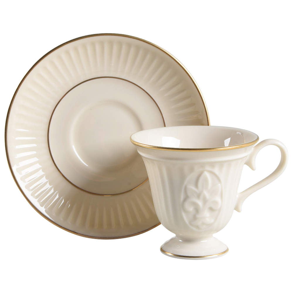 Matelasse Footed Cup & Saucer Set by Lenox-1