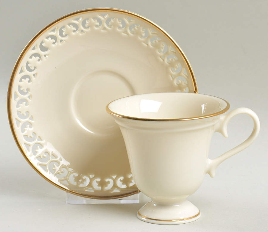 Modano Lace Footed Cup & Saucer Set by Lenox-1