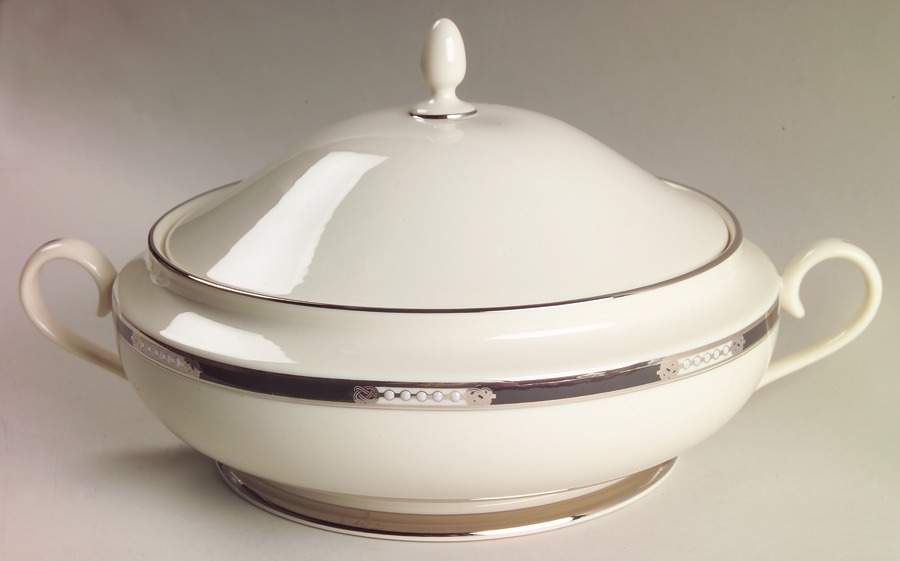Hancock Platinum (Ivory) Round Covered Vegetable by Lenox-1
