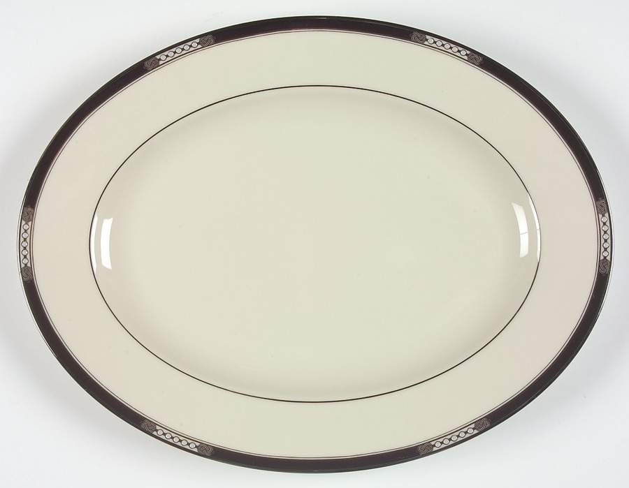 Hancock Platinum (Ivory) 13" Oval Serving Platter by Lenox-1
