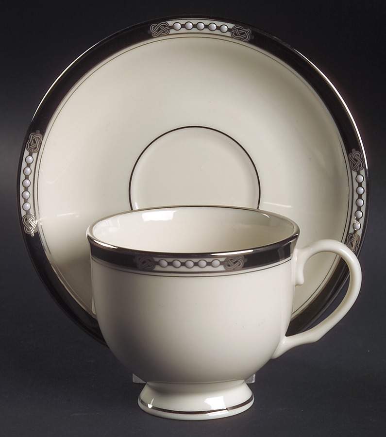 Hancock Platinum (Ivory) Footed Cup & Saucer Set by Lenox-1