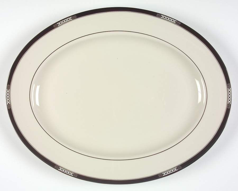 Hancock Platinum (Ivory) 15" Oval Serving Platter by Lenox-1