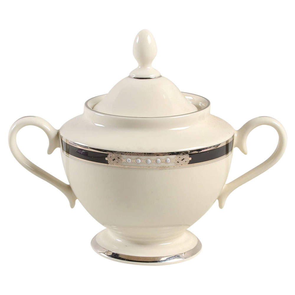 Hancock Platinum (Ivory) Sugar Bowl & Lid by Lenox-1