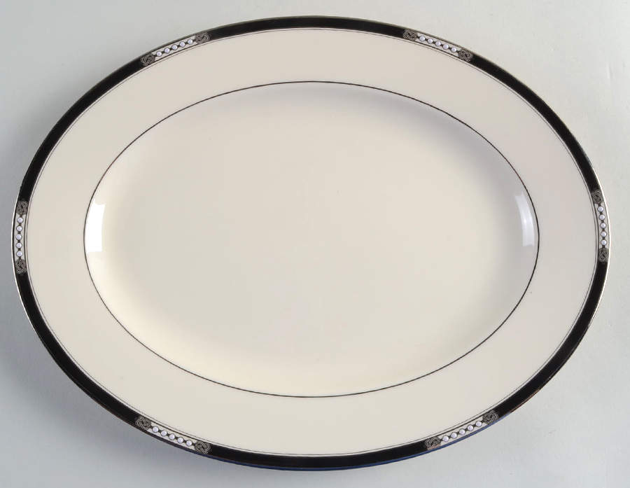 Hancock Platinum (Ivory) 13" Oval Serving Platter by Lenox-1
