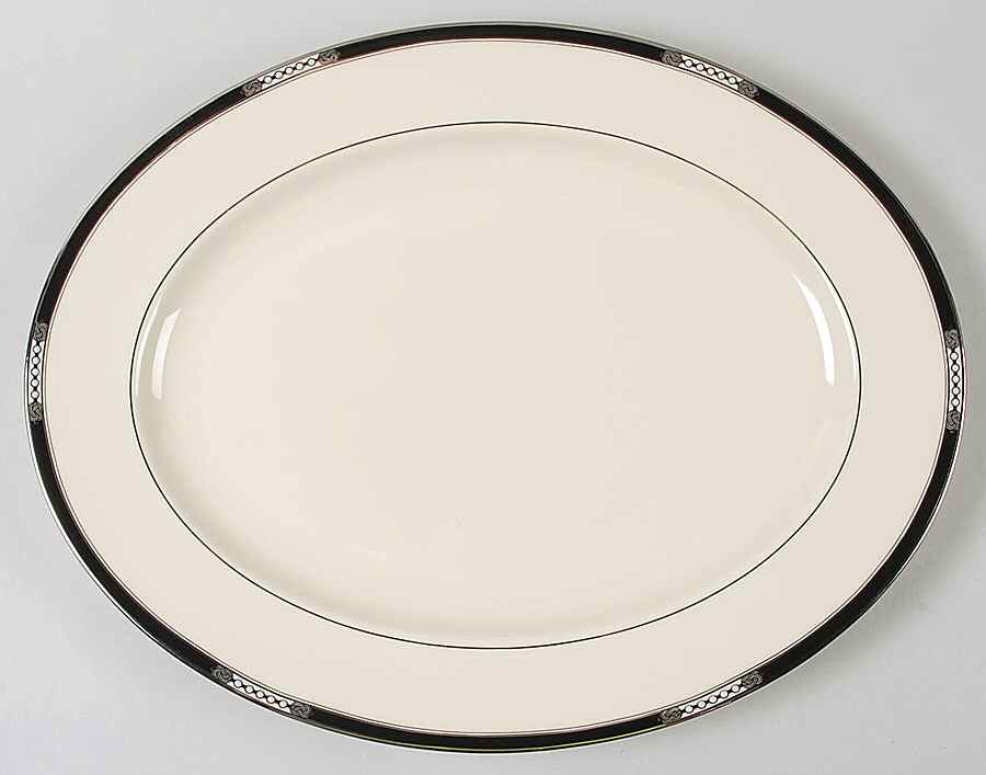 Hancock Platinum (Ivory) 16" Oval Serving Platter by Lenox-1