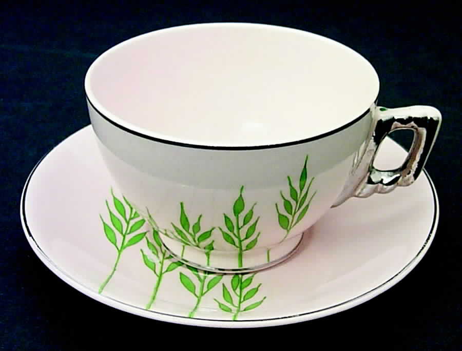 Green Wheat (Round) Footed Cup & Saucer Set by Leigh Potters-1