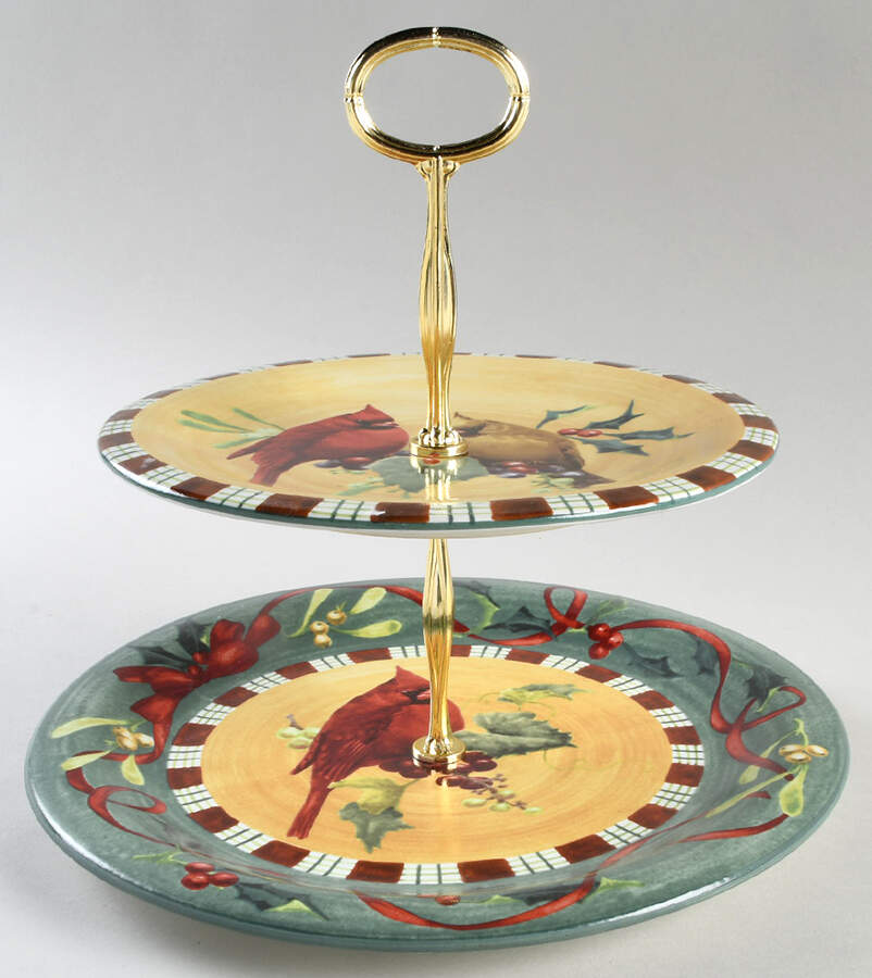 Winter Greetings 6 5/8"-10"  2 Tiered Serving Tray (Dp, Sp) HC by Lenox-1