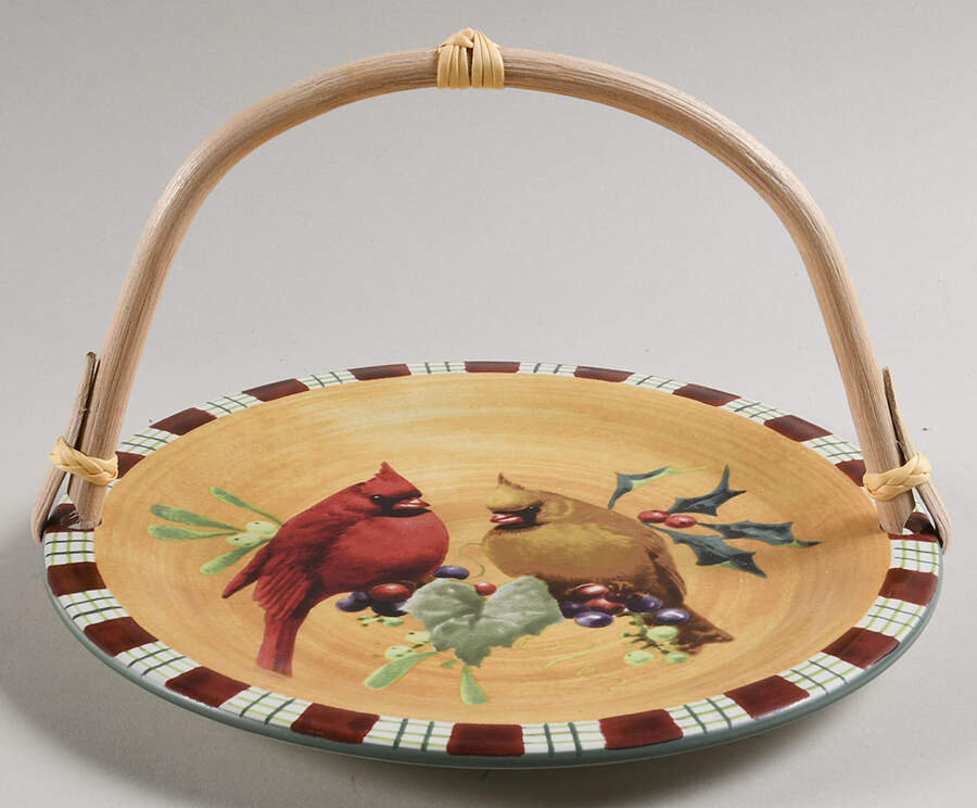 Winter Greetings 5 3/8"-5 5/8" Bamboo Handled Serving Plate  HC by Lenox-1